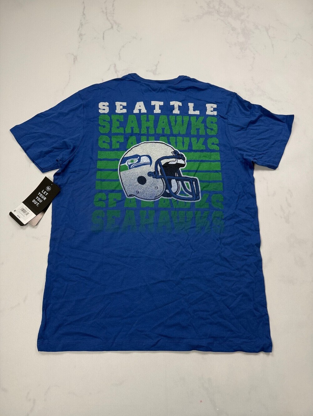 47 Brand Seahawks T Shirt Royal Blue Modern Varsity - Womens M NWT